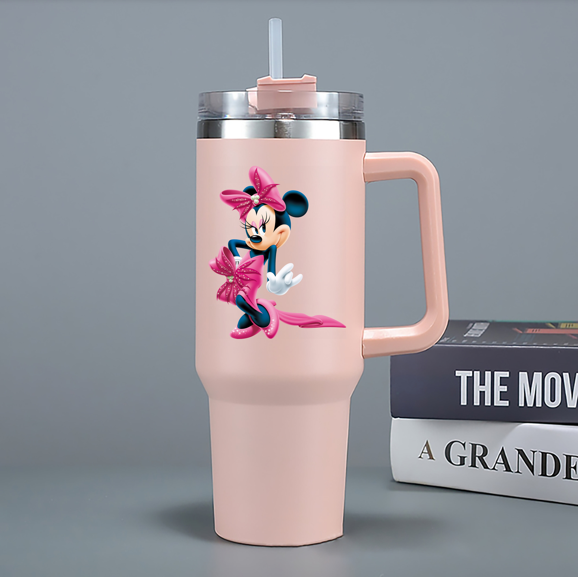 （画像用） ミッキーマウス Mickey Mouse 1200mL車用タンブラー - クリスタルステッカー（プラスチックストロー付き）